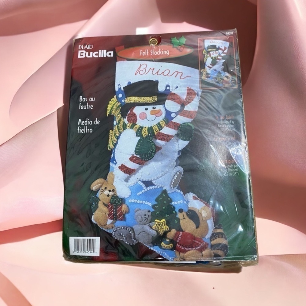 Vintage Bucilla Felt Stocking Craft Kit NWT Snowman Personalized Christmas 84594